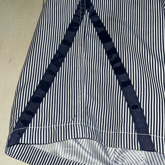 Swim trunks 28 TW 👁 CE Navy Pinstripe Swimming Unlined Velcro Fly 9 Inseam - Picture 8 of 11